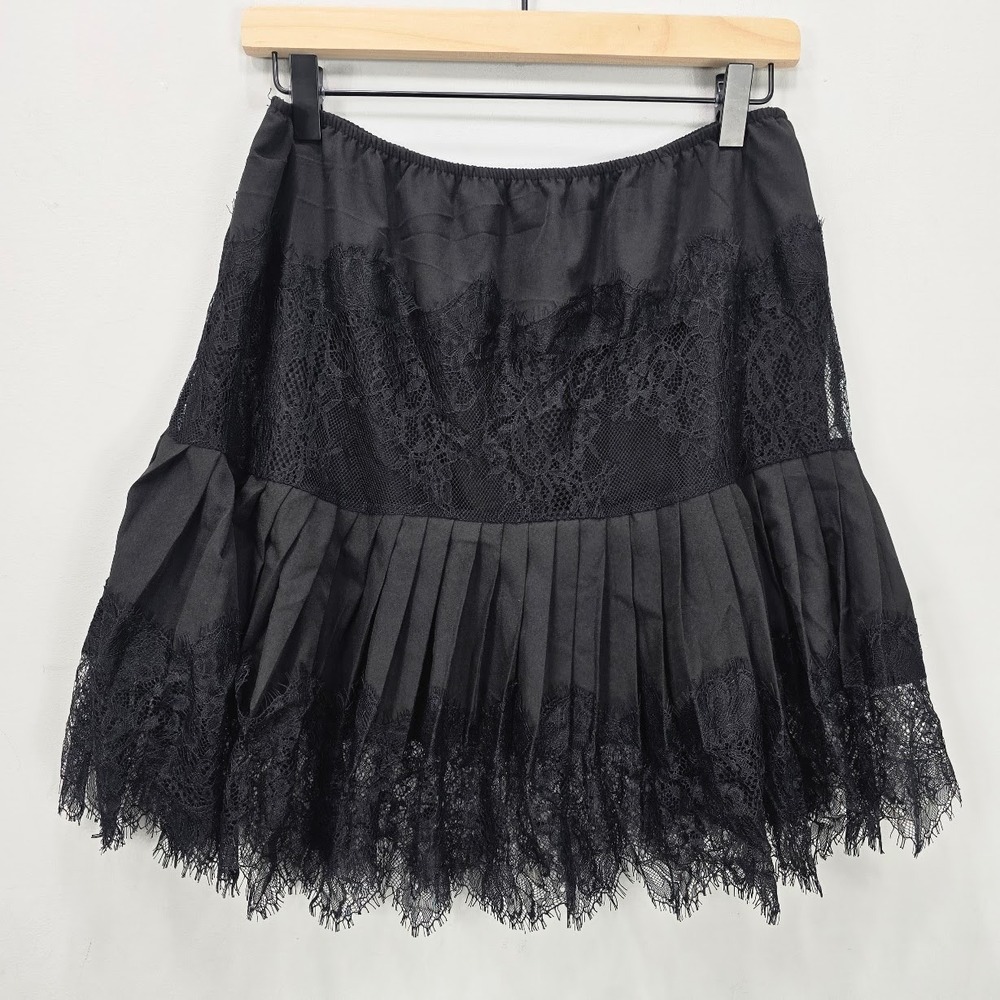 Whimsigoth Mini Skirt Large Black Lace Tiered Flare Romantic Vamp Goth Fairy